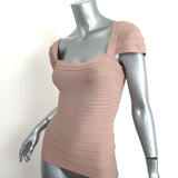 Herve Leger Chara Cap Sleeve Bandage Top Dune Size Medium