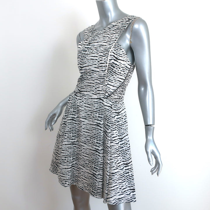 Proenza Schouler Crisscross Neck Dress White/Black Printed Silk Crepe Size 2