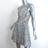 Proenza Schouler Crisscross Neck Dress White/Black Printed Silk Crepe Size 2