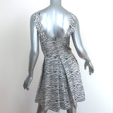 Proenza Schouler Crisscross Neck Dress White/Black Printed Silk Crepe Size 2