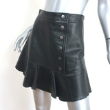 Marissa Webb Ronan Ruffled Leather Mini Skirt Black Size 2