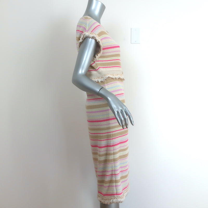 Chanel Resort 2011 Dress Cream/Multi Tweed-Trim Metallic Striped Knit Size 40