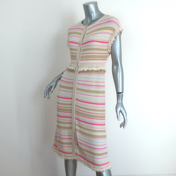 Chanel Resort 2011 Dress Cream/Multi Tweed-Trim Metallic Striped Knit Size 40