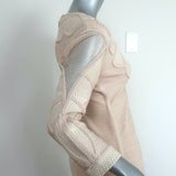 Herve Leger Sofie Crochet & Snake Print Paneled Bandage Dress Cream Size Medium