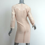 Herve Leger Sofie Crochet & Snake Print Paneled Bandage Dress Cream Size Medium