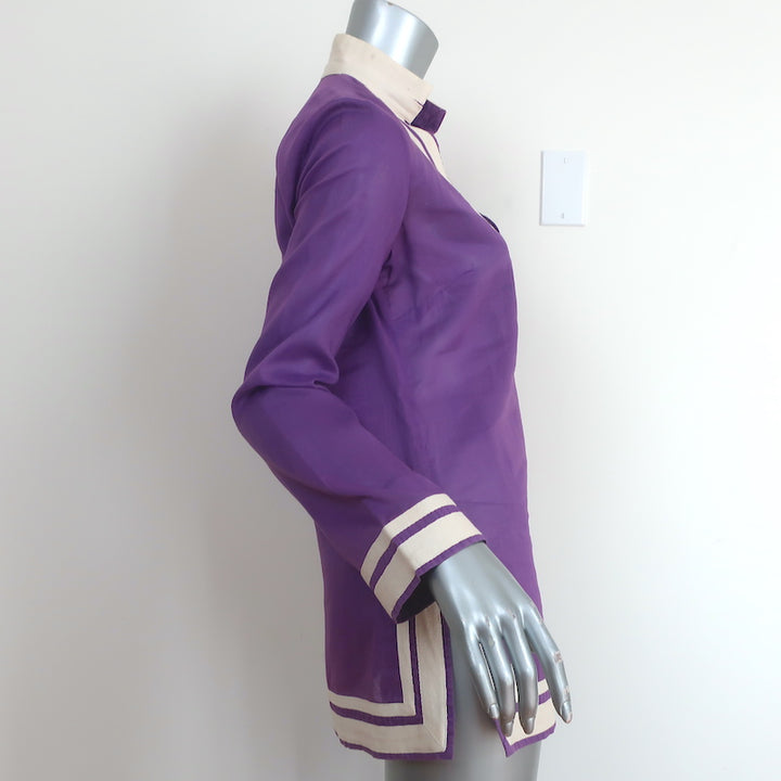 Tory Burch Tory Tunic Purple Cotton Size 2 Long Sleeve Top