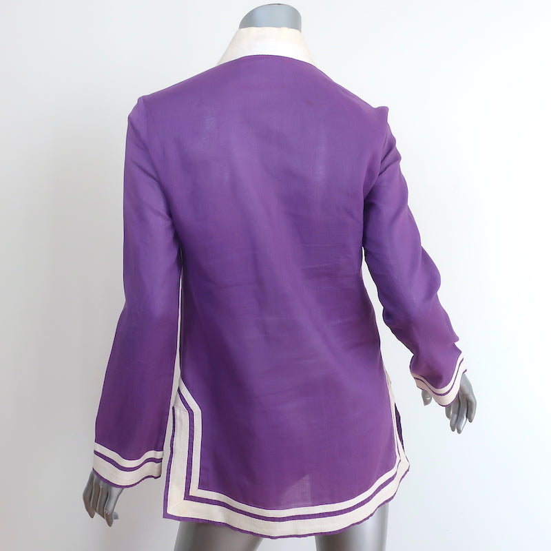 Tory Burch Tory Tunic Purple Cotton Size 2 Long Sleeve Top