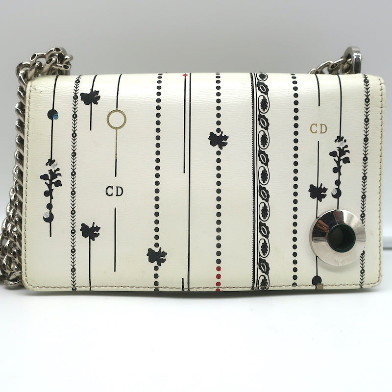 Christian Dior Mini Diorama Bag Cream Floral Print Leather Chain Strap Crossbody