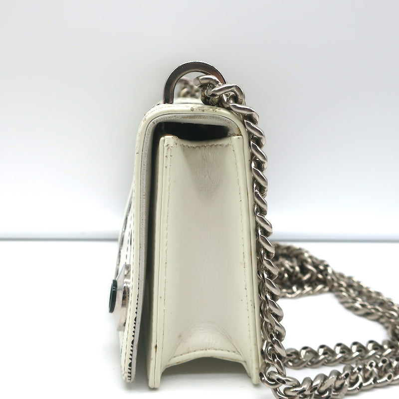 Christian Dior Mini Diorama Bag Cream Floral Print Leather Chain Strap Crossbody