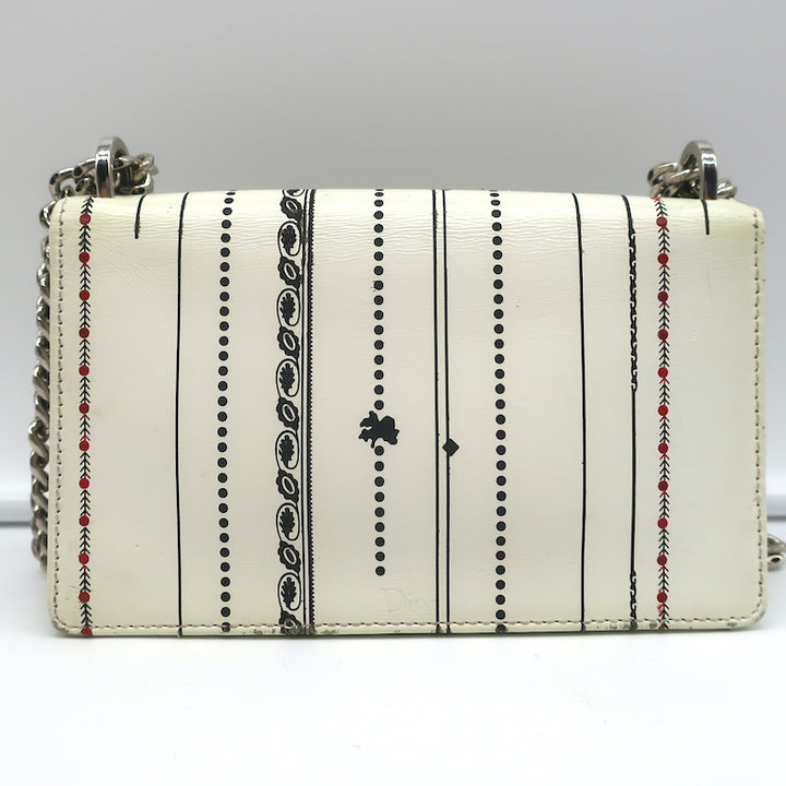 Christian Dior Mini Diorama Bag Cream Floral Print Leather Chain Strap Crossbody