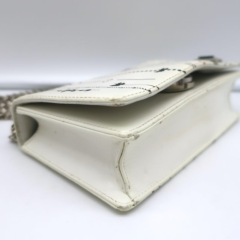 Christian Dior Mini Diorama Bag Cream Floral Print Leather Chain Strap Crossbody