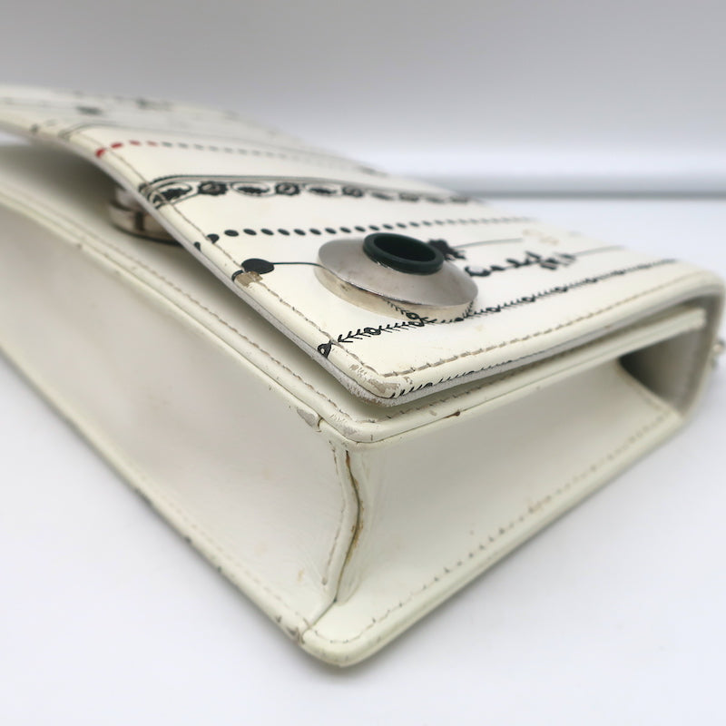 Christian Dior Mini Diorama Bag Cream Floral Print Leather Chain Strap Crossbody