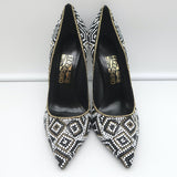 Salvatore Ferragamo Fiore Mosaic Beaded Pumps Size 10 Pointed Toe Heels