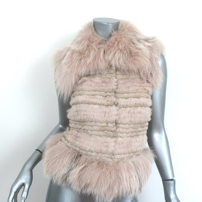 Christian Dior Fur Vest with Scalloped Suede Trim Blush Size US 4