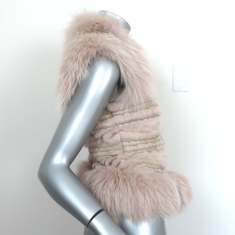 Christian Dior Fur Vest with Scalloped Suede Trim Blush Size US 4