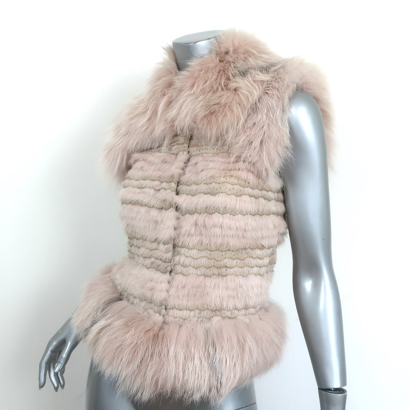 Christian Dior Fur Vest with Scalloped Suede Trim Blush Size US 4