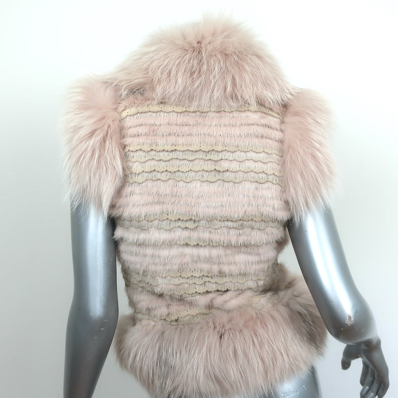 Christian Dior Fur Vest with Scalloped Suede Trim Blush Size US 4
