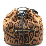 Jerome Dreyfuss Alain Bucket Bag Leopard Print Calf Hair Large Shoulder Bag