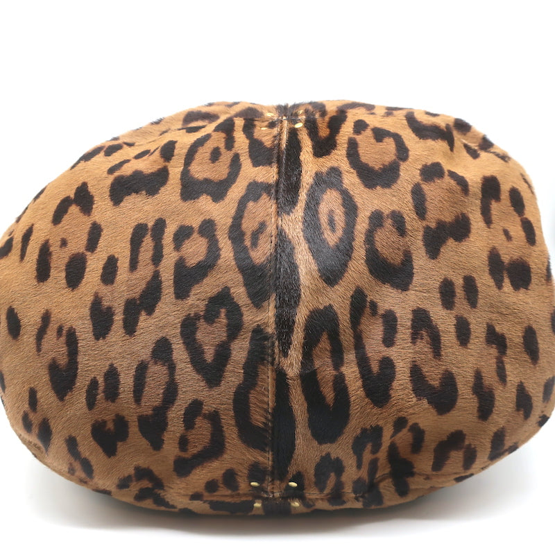 Jerome Dreyfuss Alain Bucket Bag Leopard Print Calf Hair Large Shoulder Bag