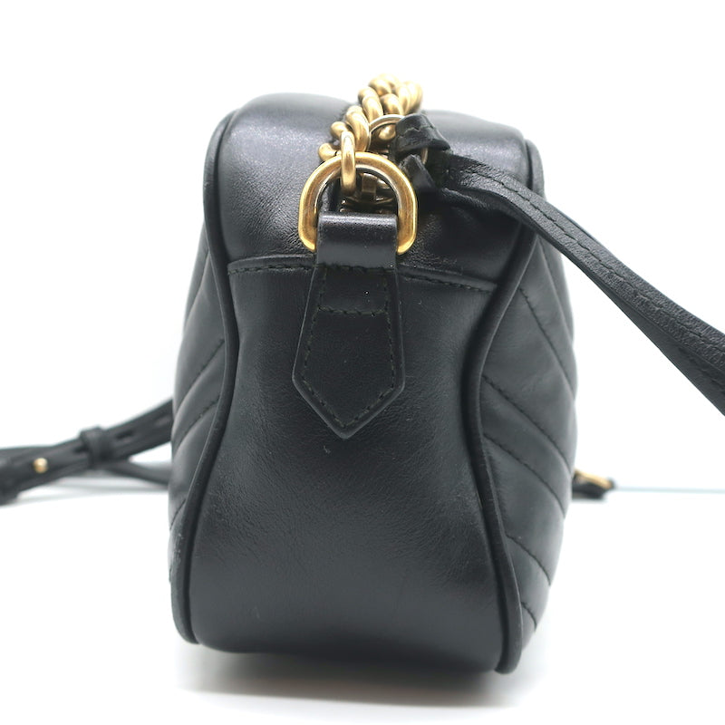 Gucci GG Marmont Small Shoulder Bag Black Matelasse Leather Crossbody