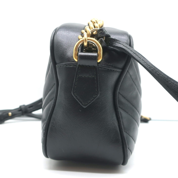 Gucci GG Marmont Small Shoulder Bag Black Matelasse Leather Crossbody
