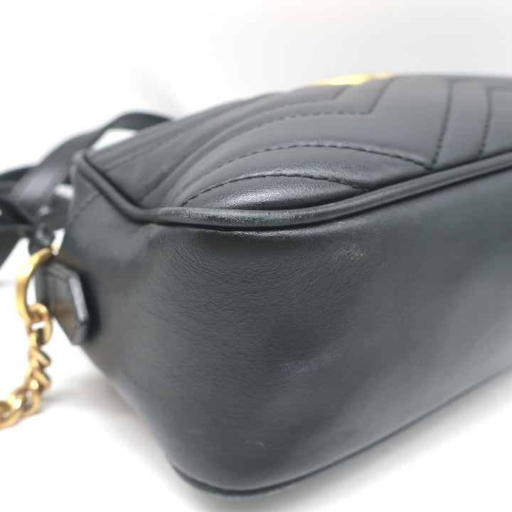 Gucci GG Marmont Small Shoulder Bag Black Matelasse Leather Crossbody