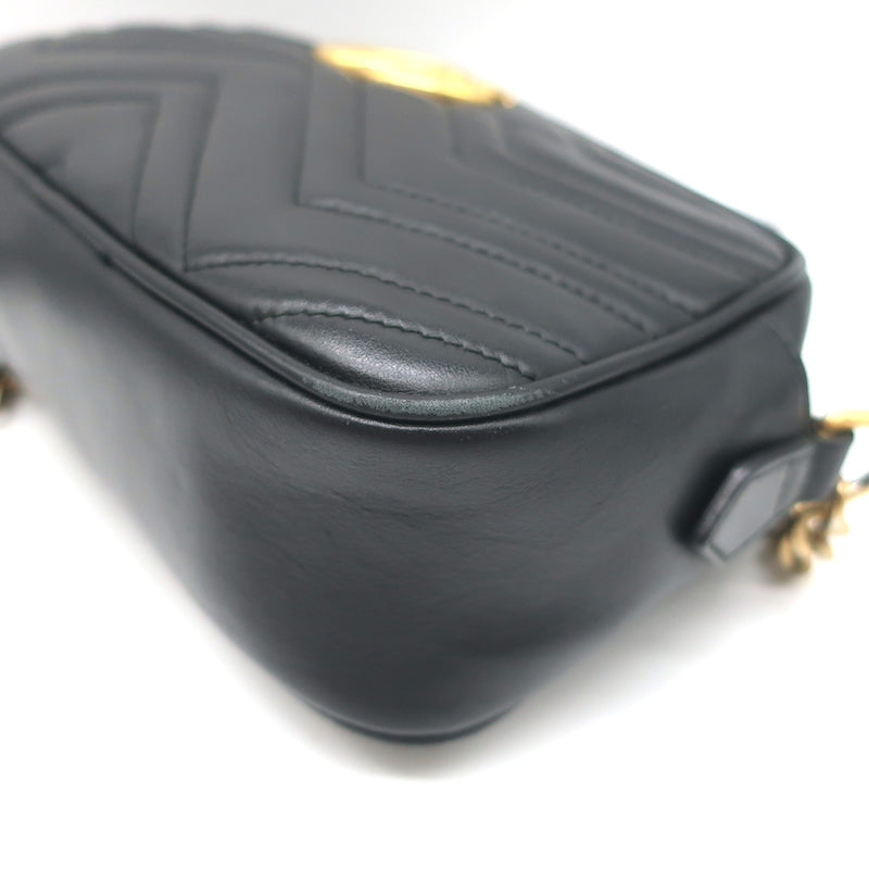 Gucci GG Marmont Small Shoulder Bag Black Matelasse Leather Crossbody