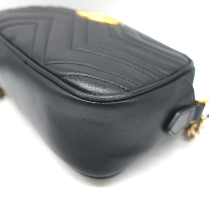 Gucci GG Marmont Small Shoulder Bag Black Matelasse Leather Crossbody