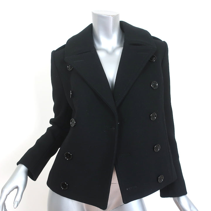 Celine Short Peacoat Black Wool Size 36 Double Breasted Jacket