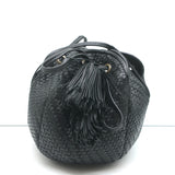 Ulla Johnson Tulip Bucket Bag Black Woven Leather Small Crossbody