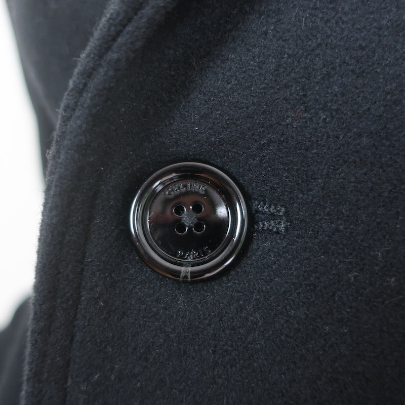 Celine Short Peacoat Black Wool Size 36 Double Breasted Jacket