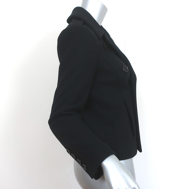Celine Short Peacoat Black Wool Size 36 Double Breasted Jacket