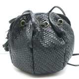 Ulla Johnson Tulip Bucket Bag Black Woven Leather Small Crossbody