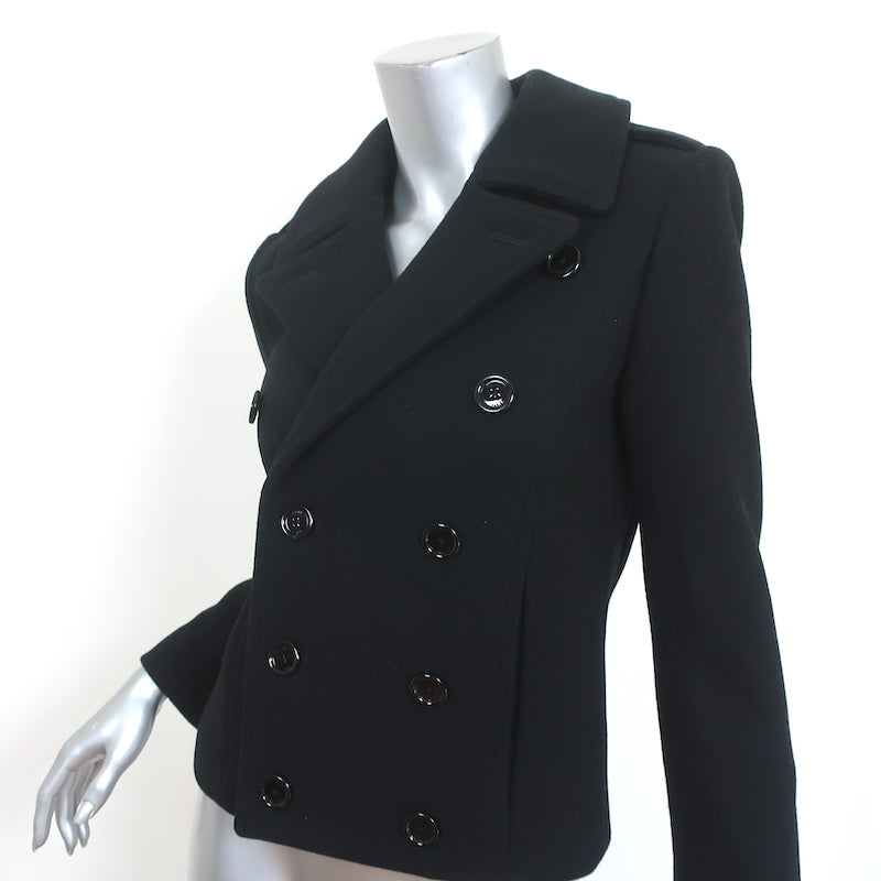 Celine Short Peacoat Black Wool Size 36 Double Breasted Jacket