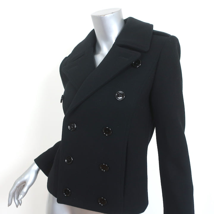 Celine Short Peacoat Black Wool Size 36 Double Breasted Jacket