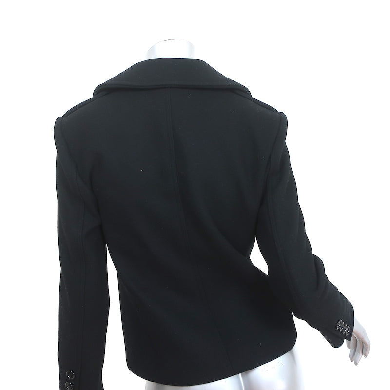 Celine Short Peacoat Black Wool Size 36 Double Breasted Jacket