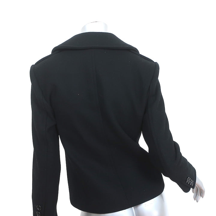 Celine Short Peacoat Black Wool Size 36 Double Breasted Jacket