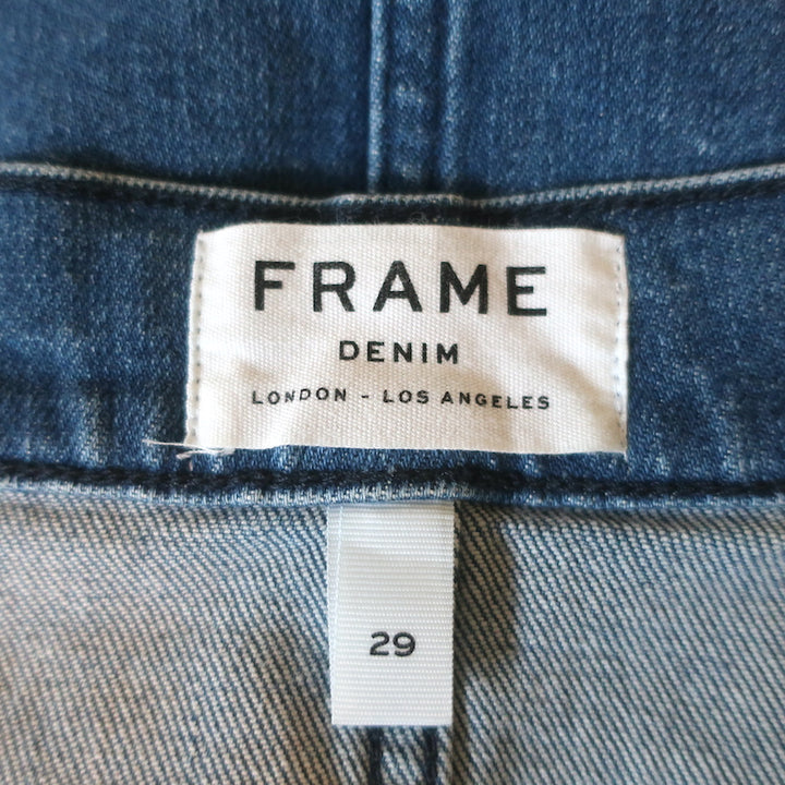 FRAME Snap-Front Denim Mini Skirt Claire Blue Stretch Cotton Size 29