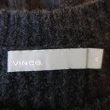 Vince Overlap Panel Crew Sweater Heather Black Ribbed Knit Size Extra Small