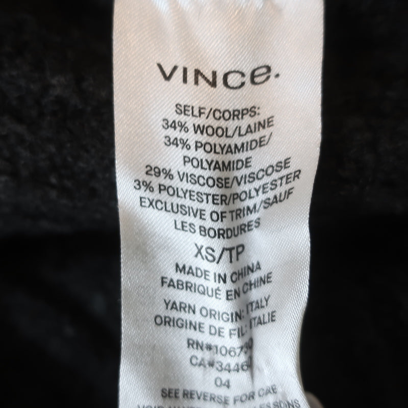 Vince Overlap Panel Crew Sweater Heather Black Ribbed Knit Size Extra Small