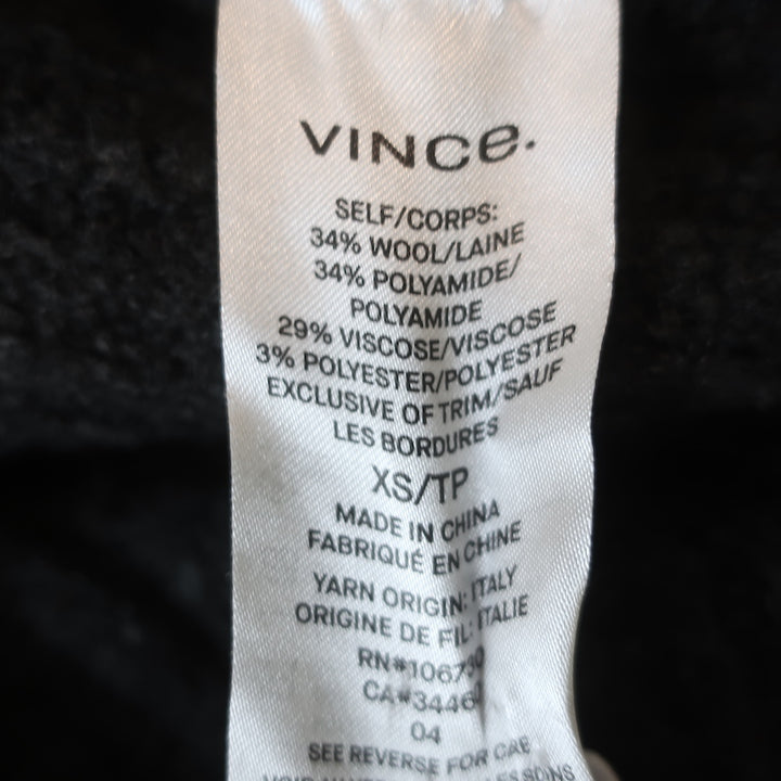 Vince Overlap Panel Crew Sweater Heather Black Ribbed Knit Size Extra Small