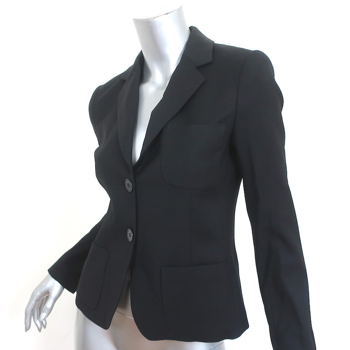Theory Blazer Nillian Black Stretch Wool Size 4 Two-Button Jacket