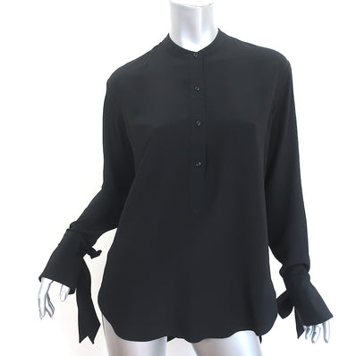 Rag & Bone Tie-Cuff Blouse Dylan Black Silk Size Small Cutout-Back Top
