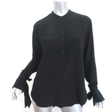Rag & Bone Tie-Cuff Blouse Dylan Black Silk Size Small Cutout-Back Top