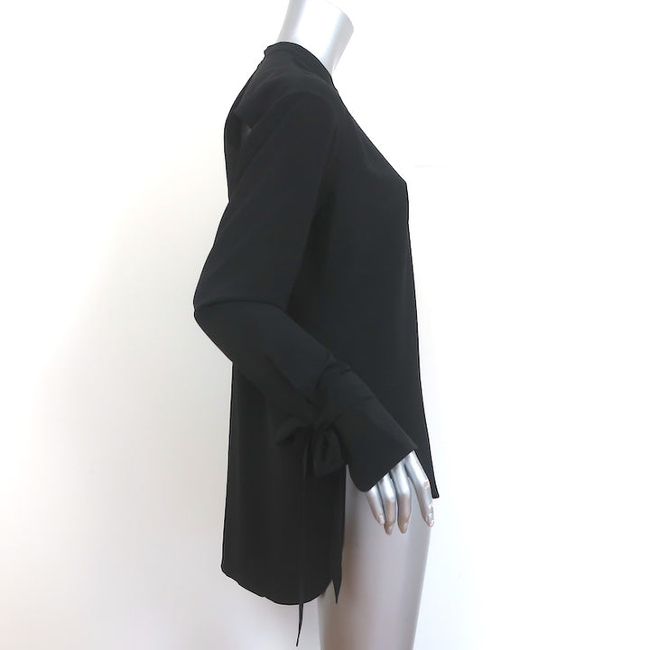 Rag &amp; Bone Tie-Cuff Blouse Dylan Black Silk Size Small Cutout-Back Top