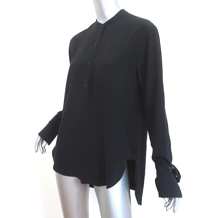 Rag &amp; Bone Tie-Cuff Blouse Dylan Black Silk Size Small Cutout-Back Top