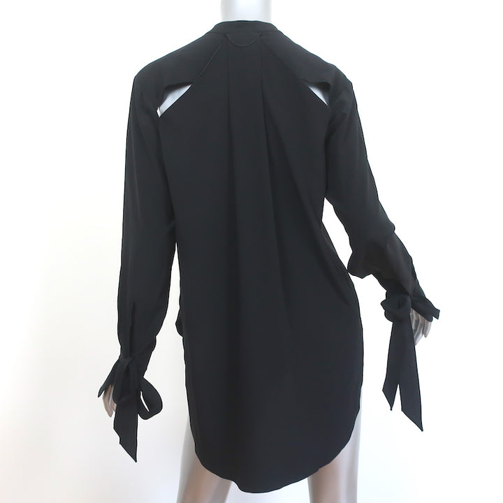 Rag &amp; Bone Tie-Cuff Blouse Dylan Black Silk Size Small Cutout-Back Top