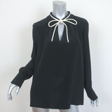 Derek Lam Tie-Neck Blouse Sonia Black Silk Size US 10 Long Sleeve Top NEW