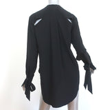 Rag & Bone Tie-Cuff Blouse Dylan Black Silk Size Small Cutout-Back Top