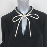 Derek Lam Tie-Neck Blouse Sonia Black Silk Size US 10 Long Sleeve Top NEW